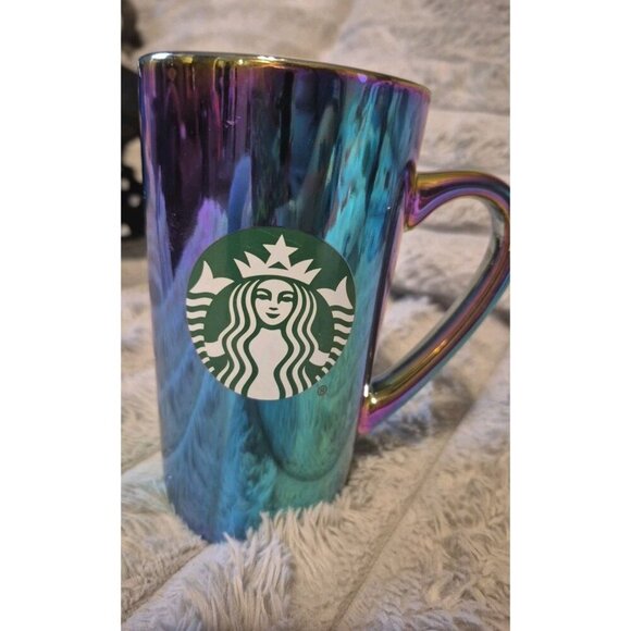 Starbucks - 2022 Iridescent Rainbow / Oil Slick 16oz Tall Ceramic Coffee Mug - Picture 1 of 5